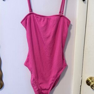 Pink Ribbed Swimsuit